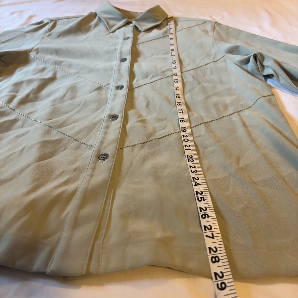 Alfred Dunner Sz 10 Sage Button down long sleeve top and Elastic waist pant set - Picture 4 of 8
